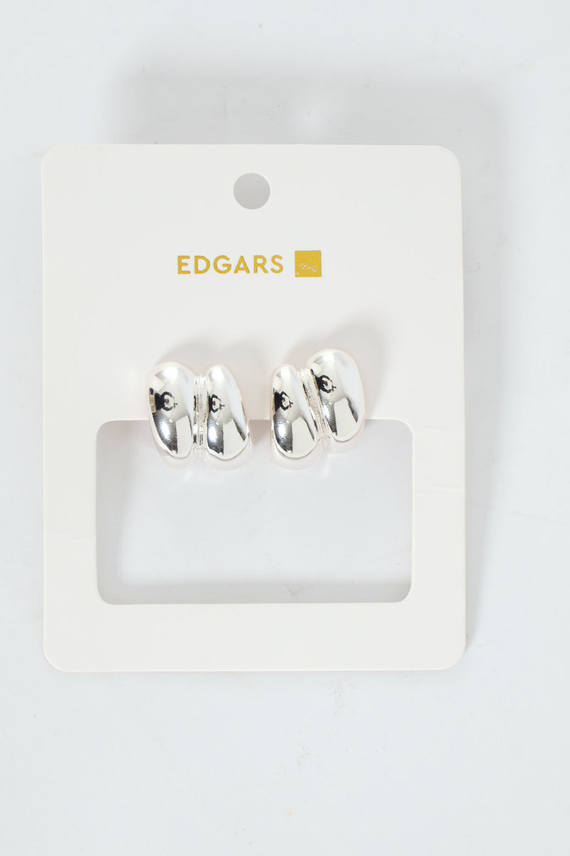 Double Bubble Hoop Earrings - Silver