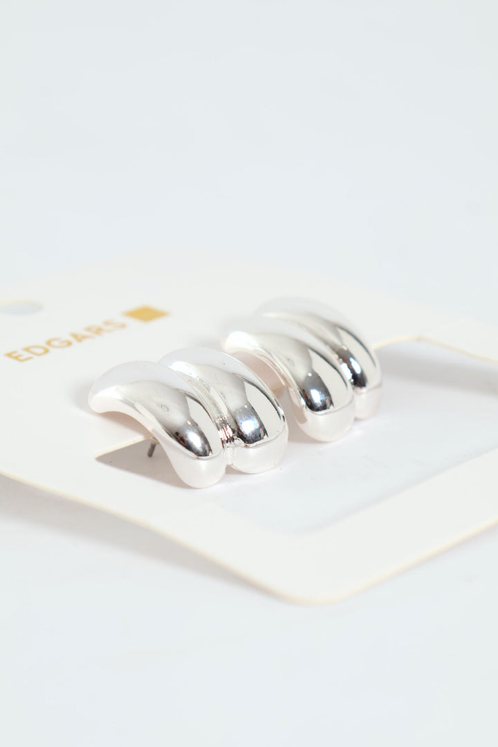 Double Bubble Hoop Earrings - Silver