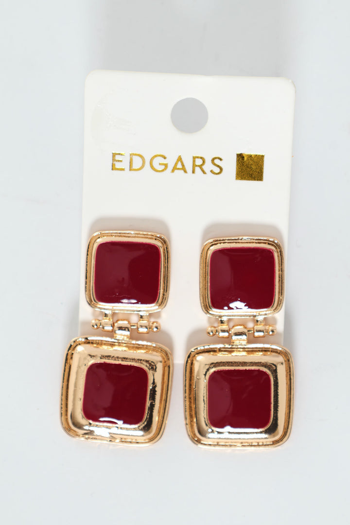 Square Statement Earring - Gold