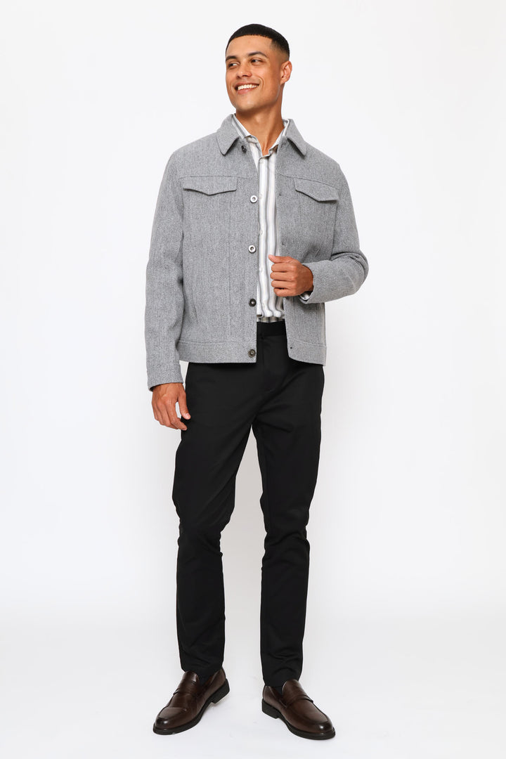 Melton Short Jacket - Grey Melange