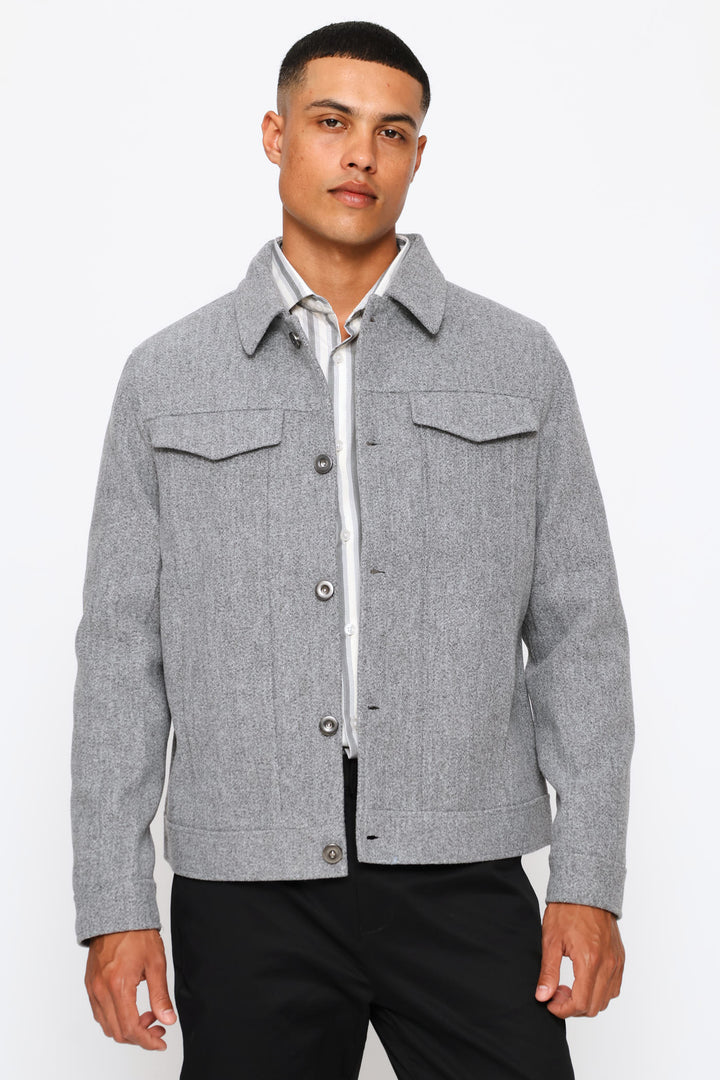 Melton Short Jacket - Grey Melange