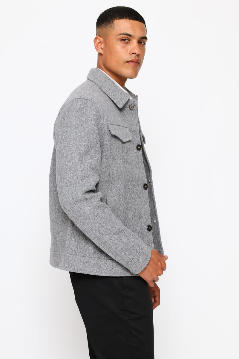 Melton Short Jacket - Grey Melange