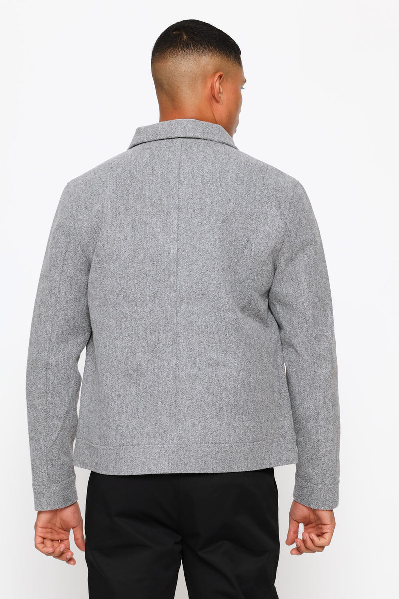Melton Short Jacket - Grey Melange