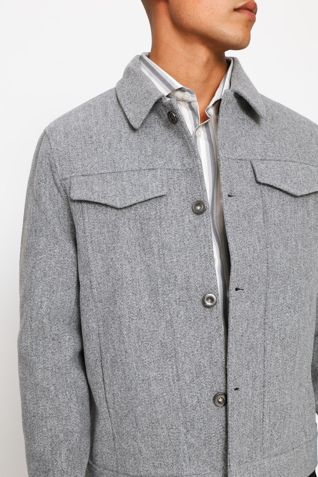 Melton Short Jacket - Grey Melange