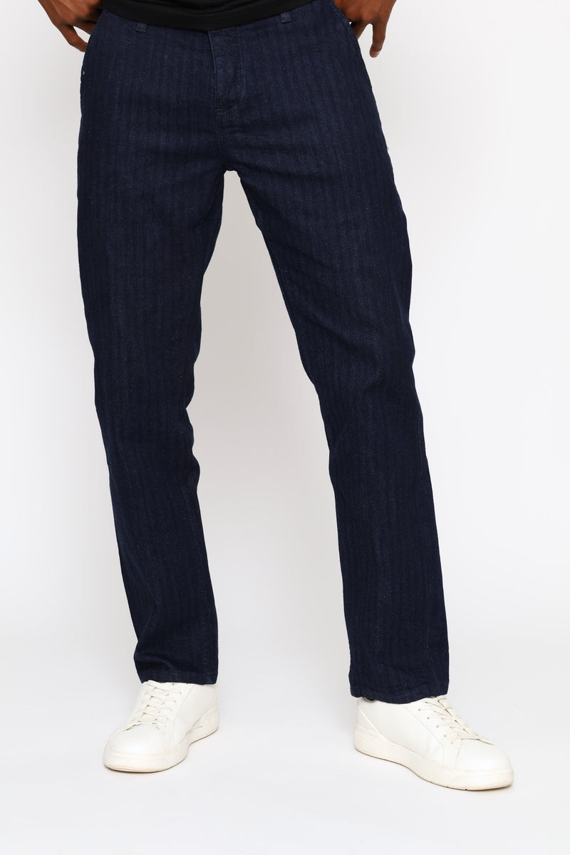 Bohang Herring Bone Chino - Navy