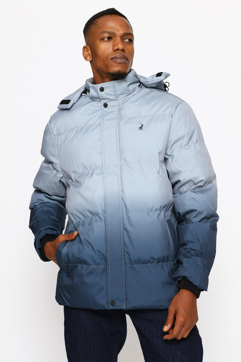 Mali Ombre Puffer Jacket - Navy/Grey
