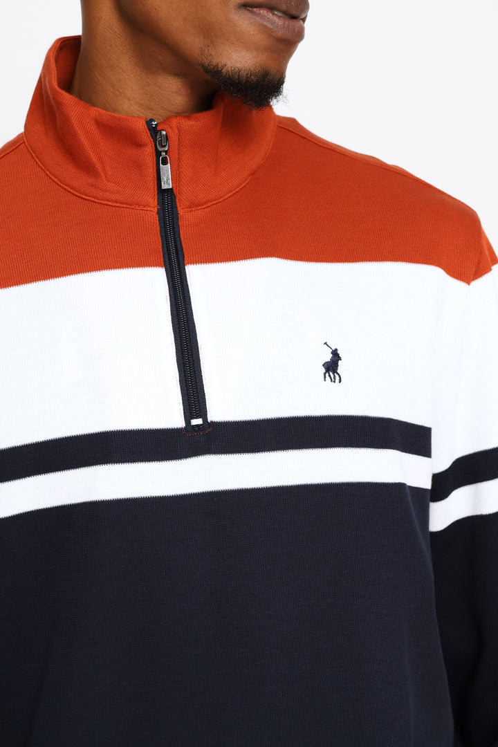 Harrison Quarter Zip Track Top - Navy/Red