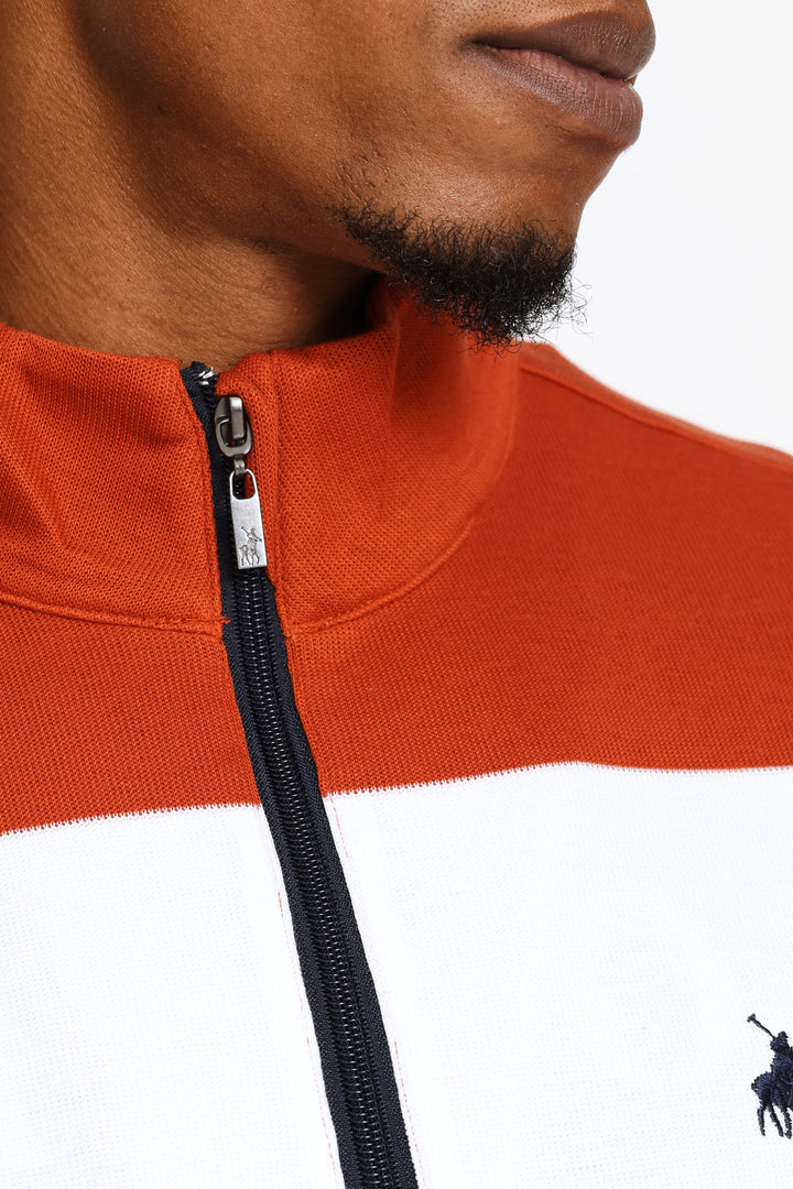 Harrison Quarter Zip Track Top - Navy/Red