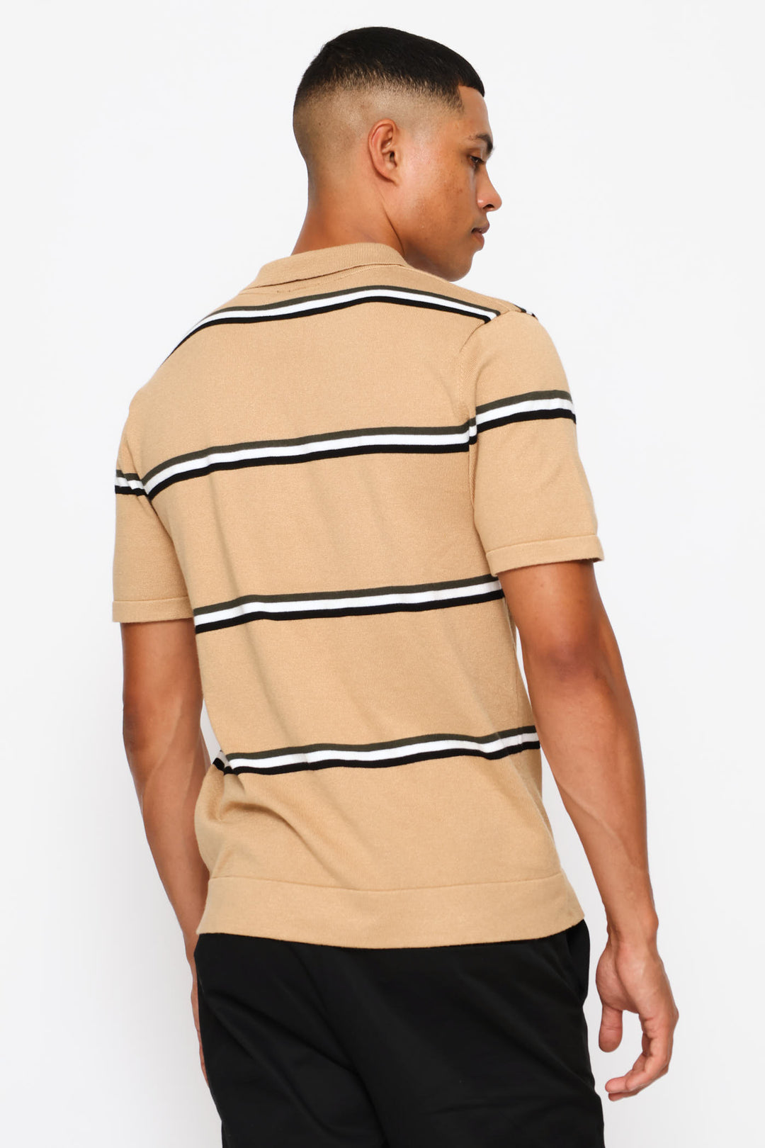 Fine Knit Stretch Golfer  - Brown