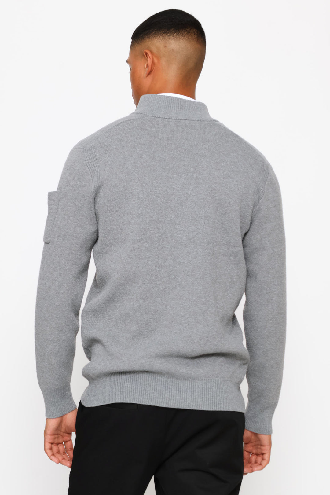 Quarter Zip Knitwear - Grey Melange
