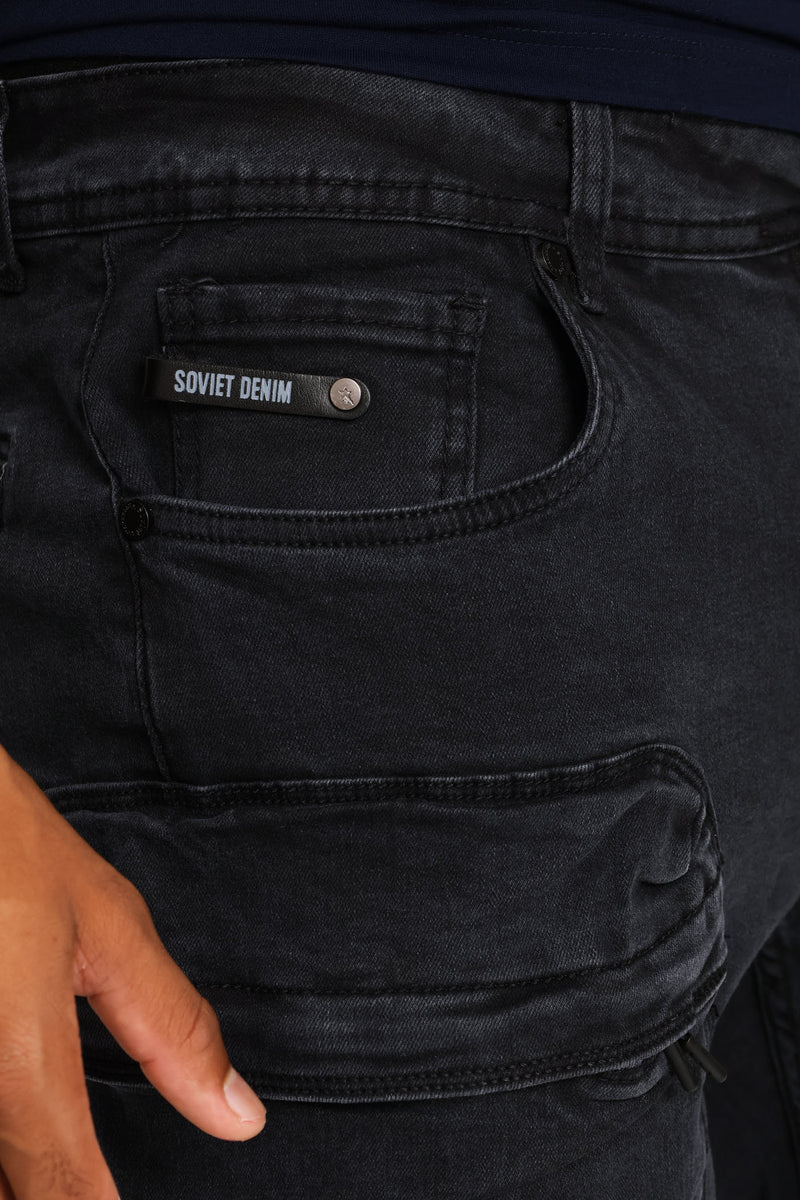 Jorge Cargo Slim Denim - Black