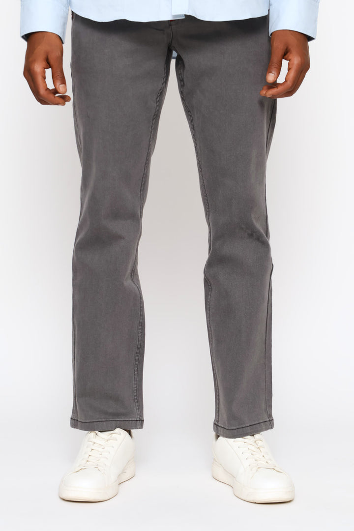 Adam Slant Straight Denim - Charcoal
