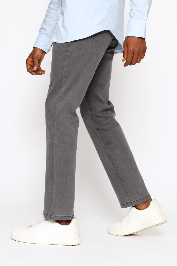 Adam Slant Straight Denim - Charcoal