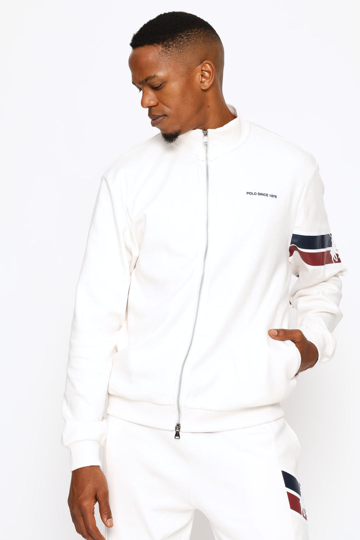 Bronwin Zip Thru Track Top - Off White