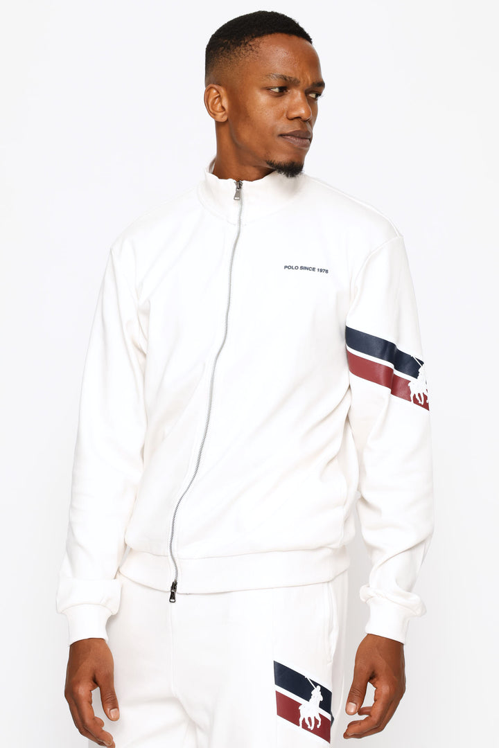 Bronwin Zip Thru Track Top - Off White