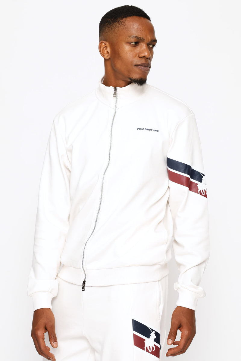 Bronwin Zip Thru Track Top - Off White