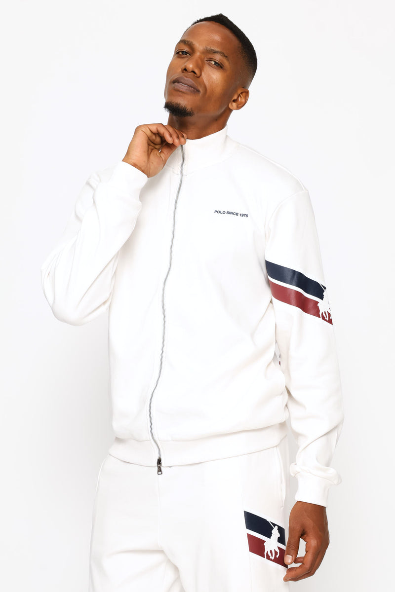 Bronwin Zip Thru Track Top - Off White