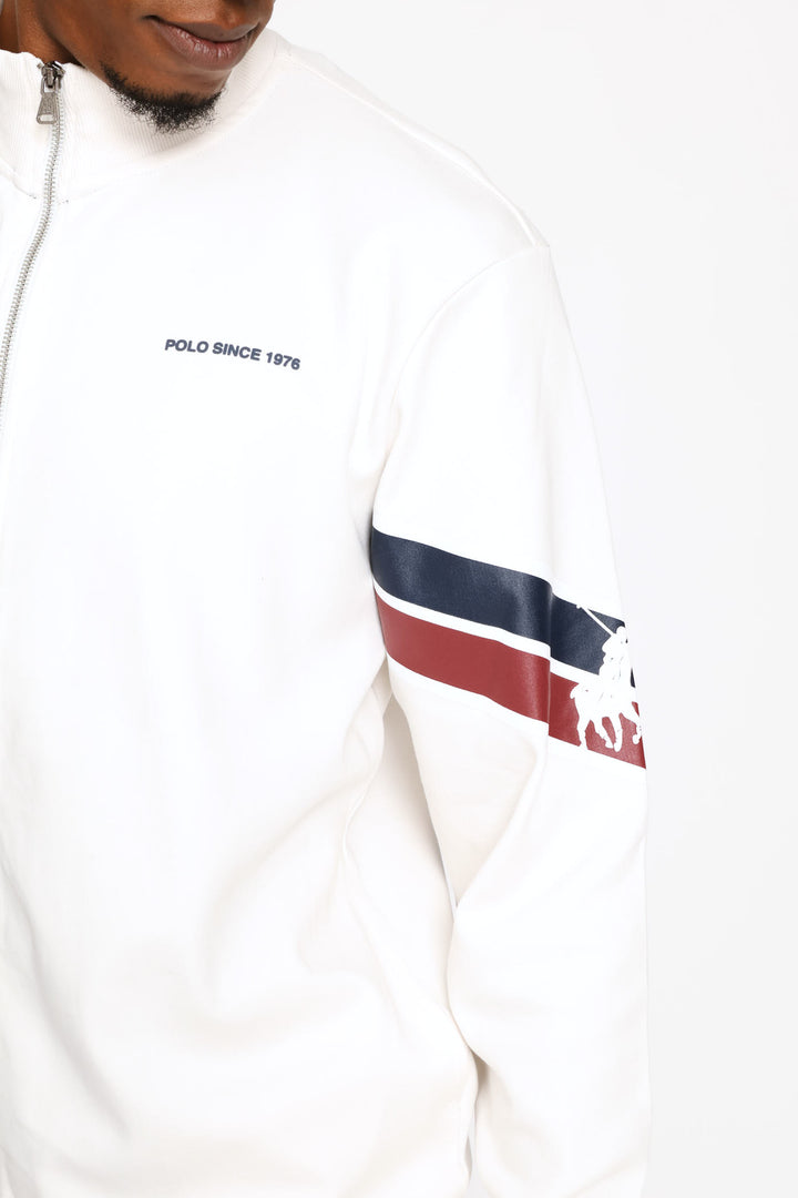 Bronwin Zip Thru Track Top - Off White