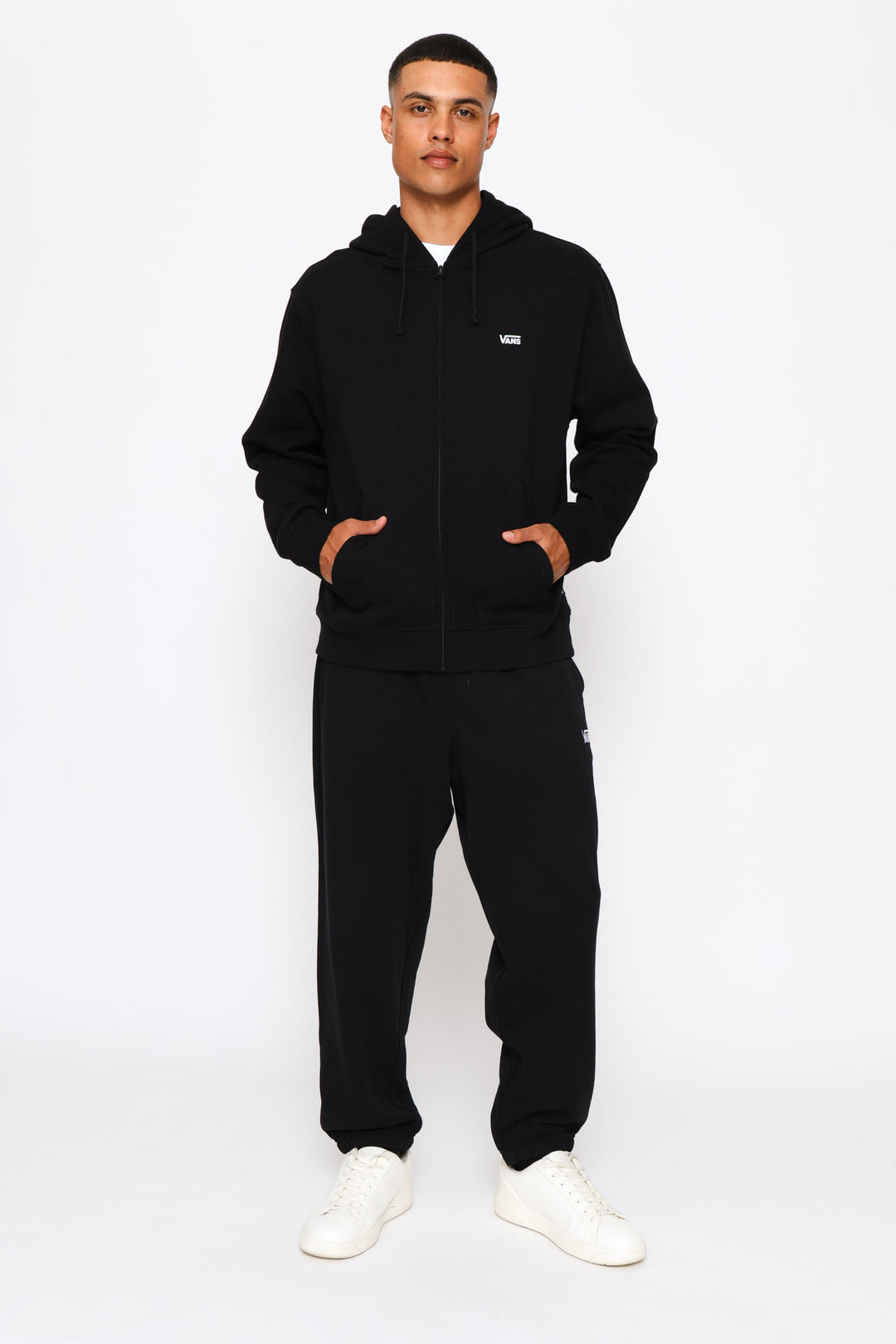 Left Chest Fz Fleece Top - Black