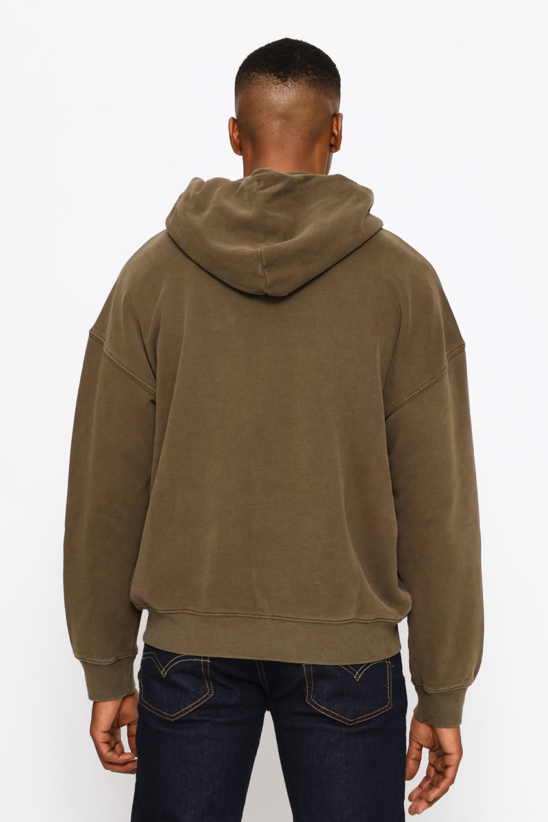 Hayes Boxy Full Zip Grunge Sweater - Brown