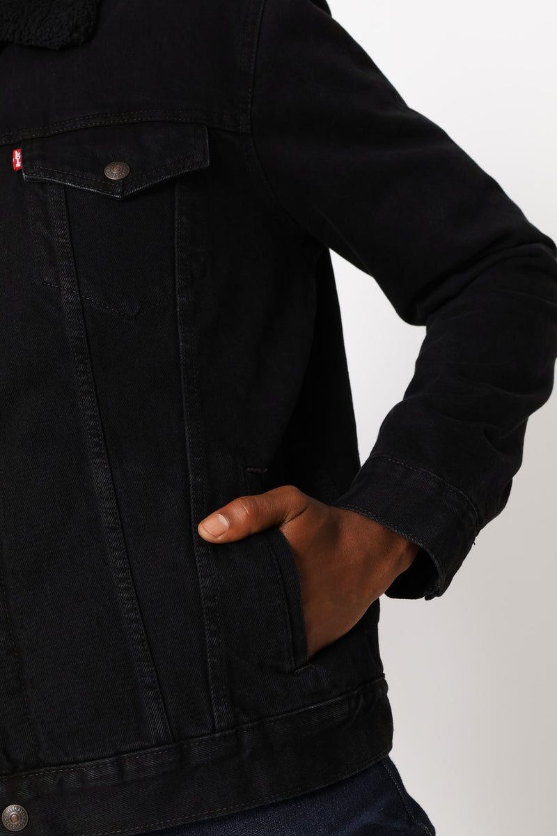 Type 3 Za Sherpa Trucker Jacket - Black
