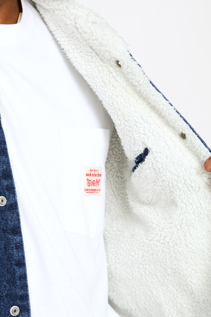 Type 3 Za Sherpa Trucker Jacket - Dark Stonewash
