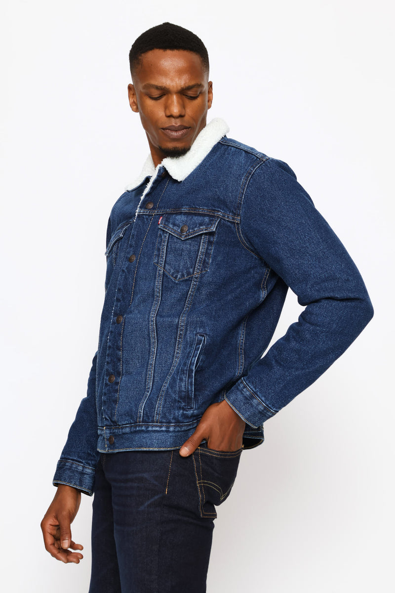 Type 3 Za Sherpa Trucker Jacket - Dark Stonewash