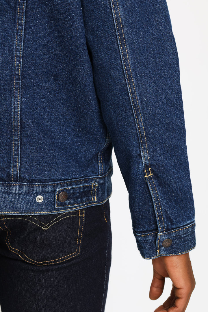 Type 3 Za Sherpa Trucker Jacket - Dark Stonewash