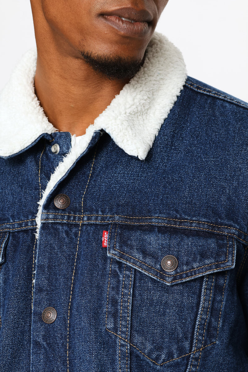 Type 3 Za Sherpa Trucker Jacket - Dark Stonewash