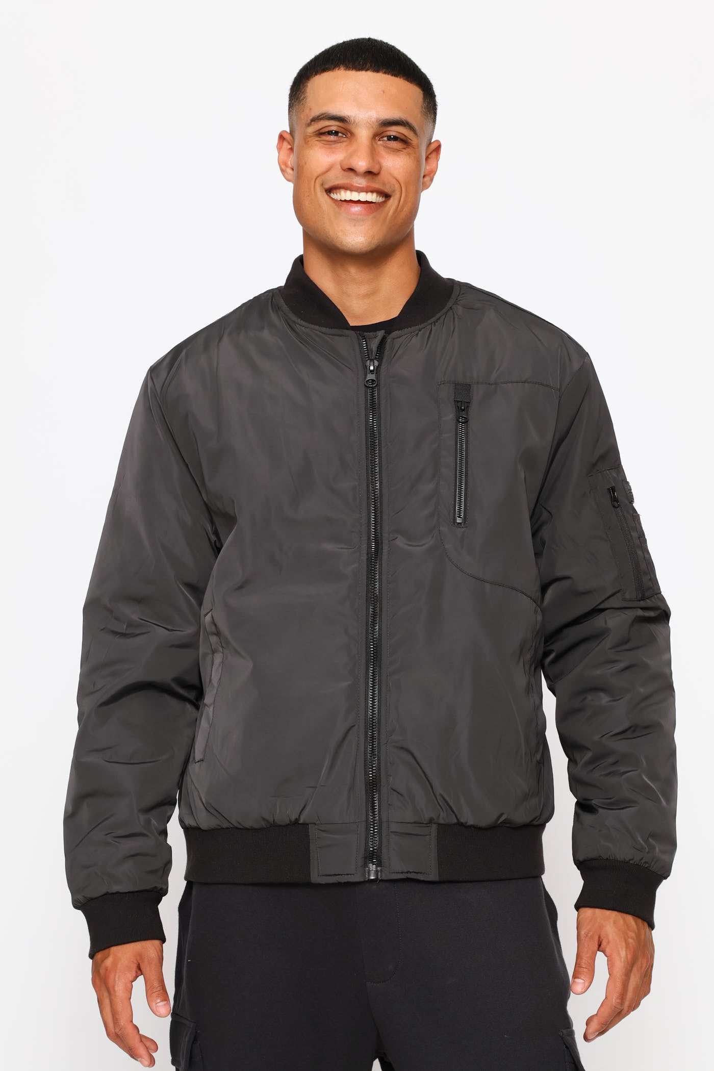 Mens Basic Bomber Jacket - Grey – Edgars