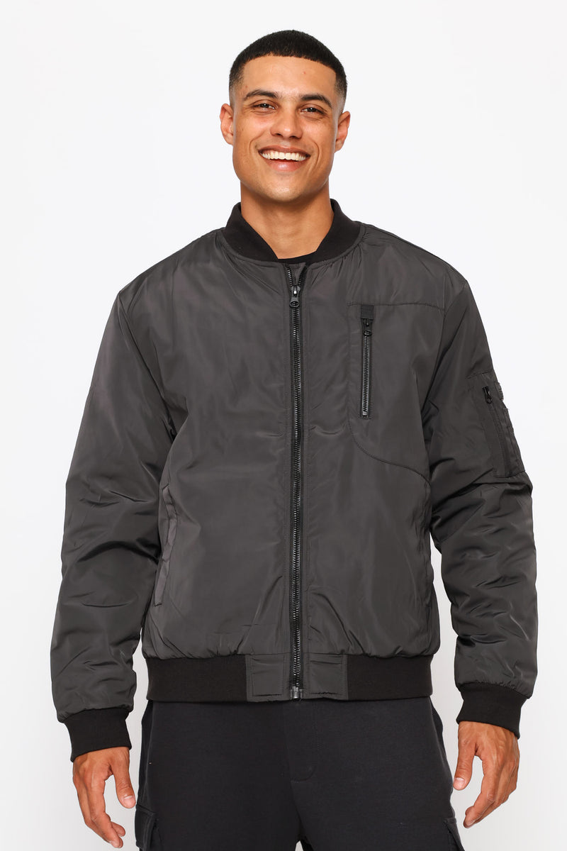 Basic Bomber Jacket - Grey