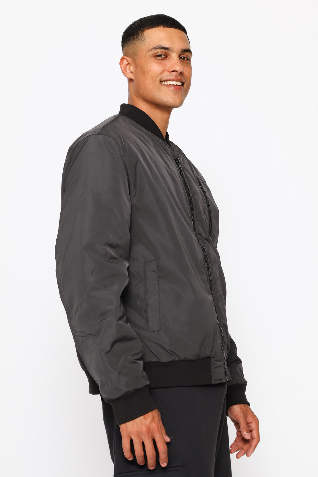 Basic Bomber Jacket - Grey