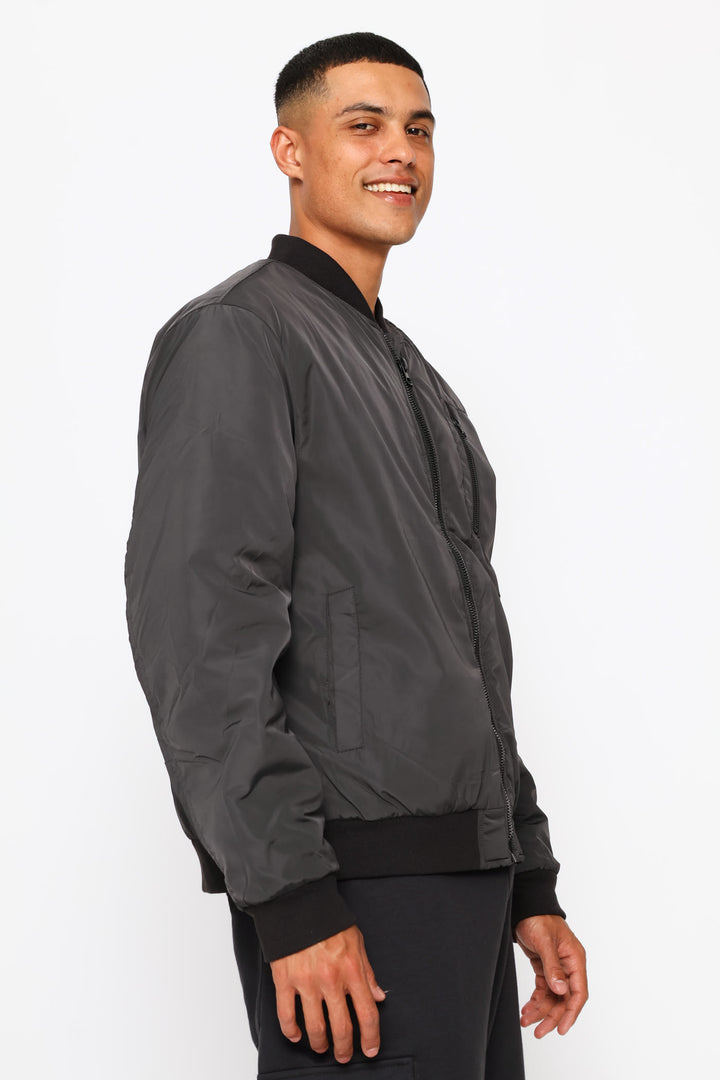 Basic Bomber Jacket - Grey