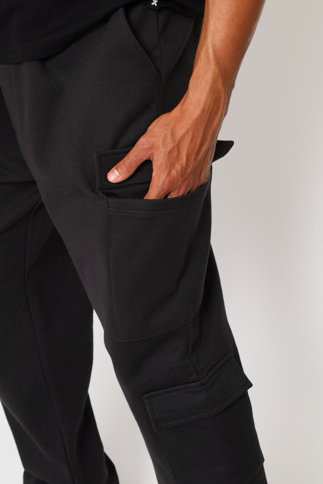 Straight Leg Multi Pocket Fleece Jogger  - Gunmetal