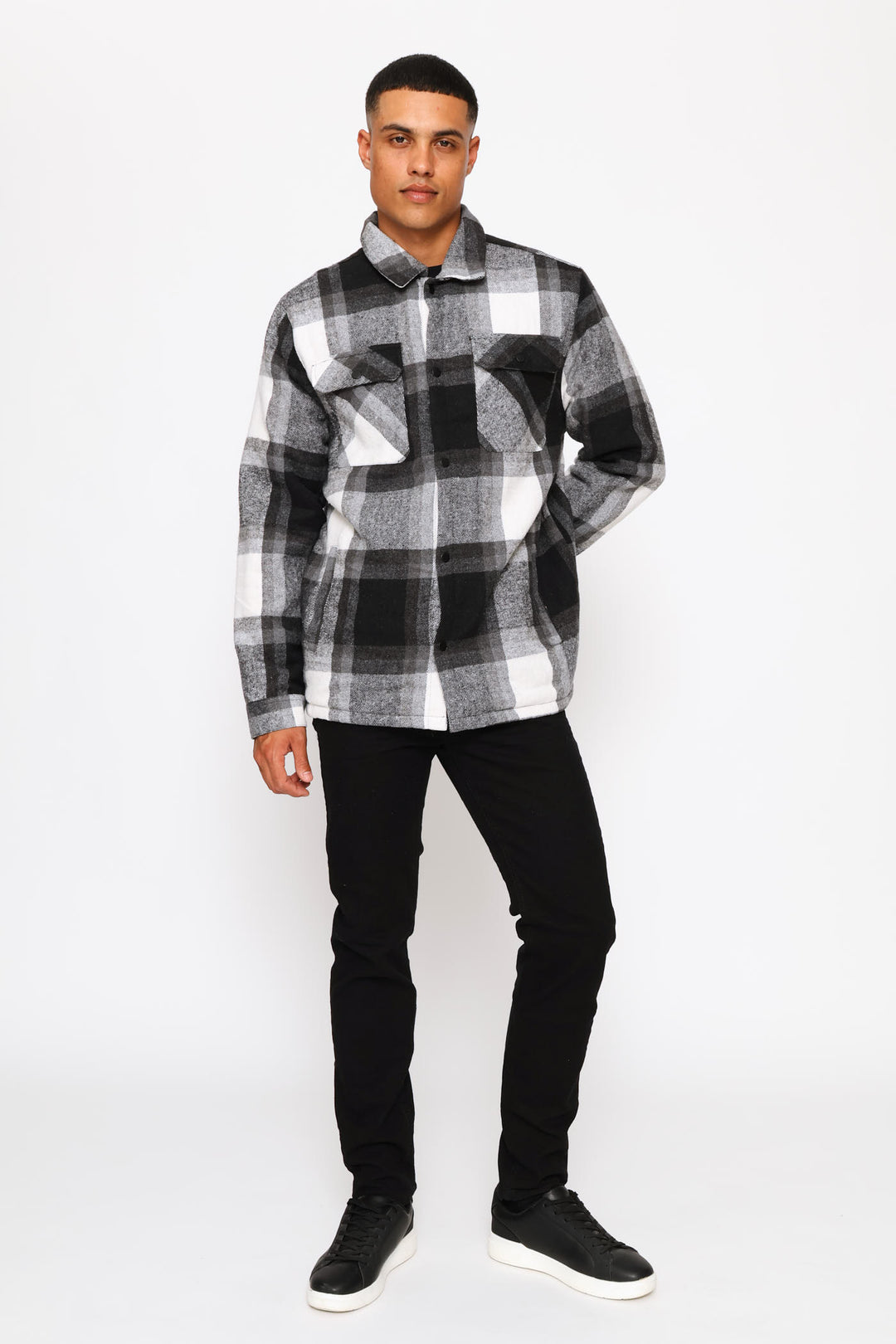 Flannel Shacket Jacket - Black