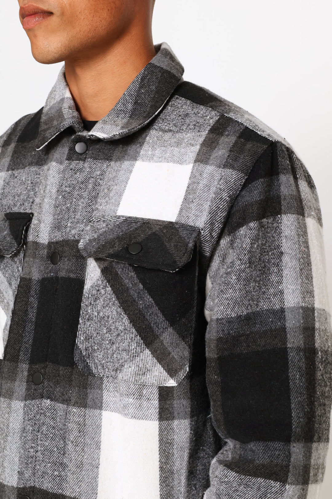 Flannel Shacket Jacket - Black