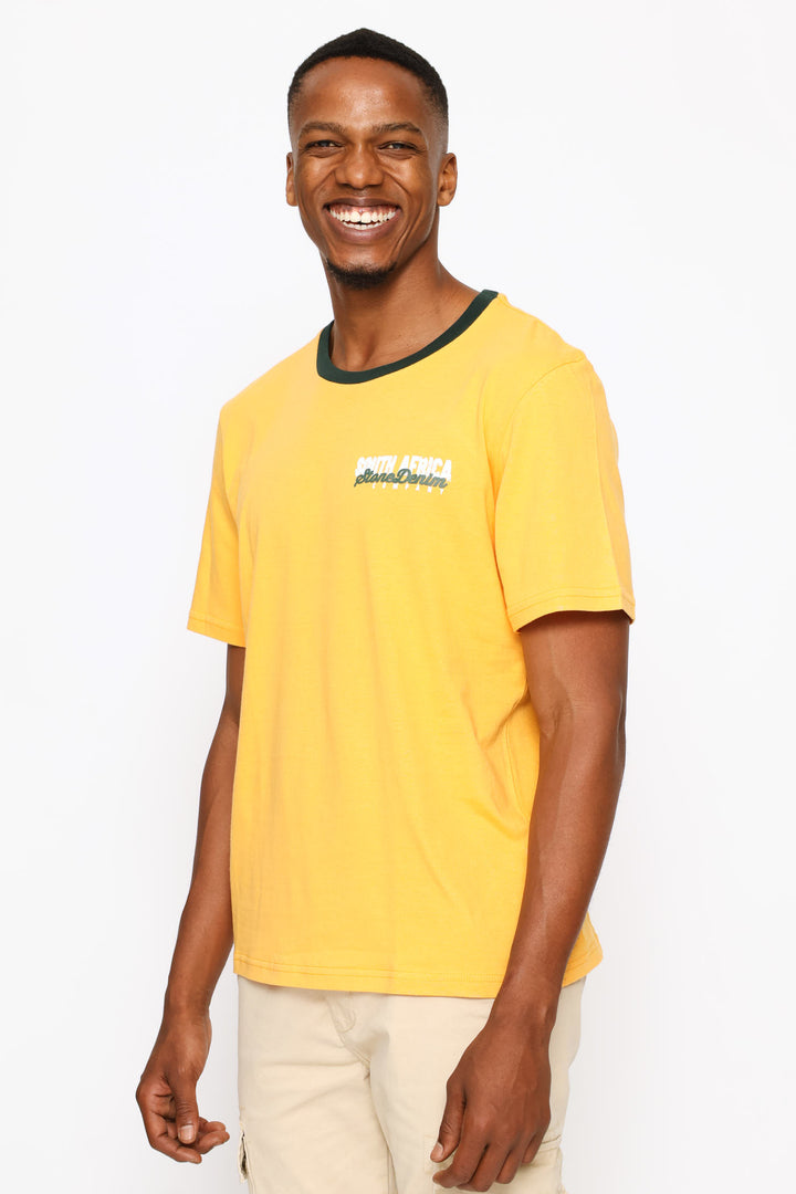 South Africa Front & Back Print Tee - Yellow