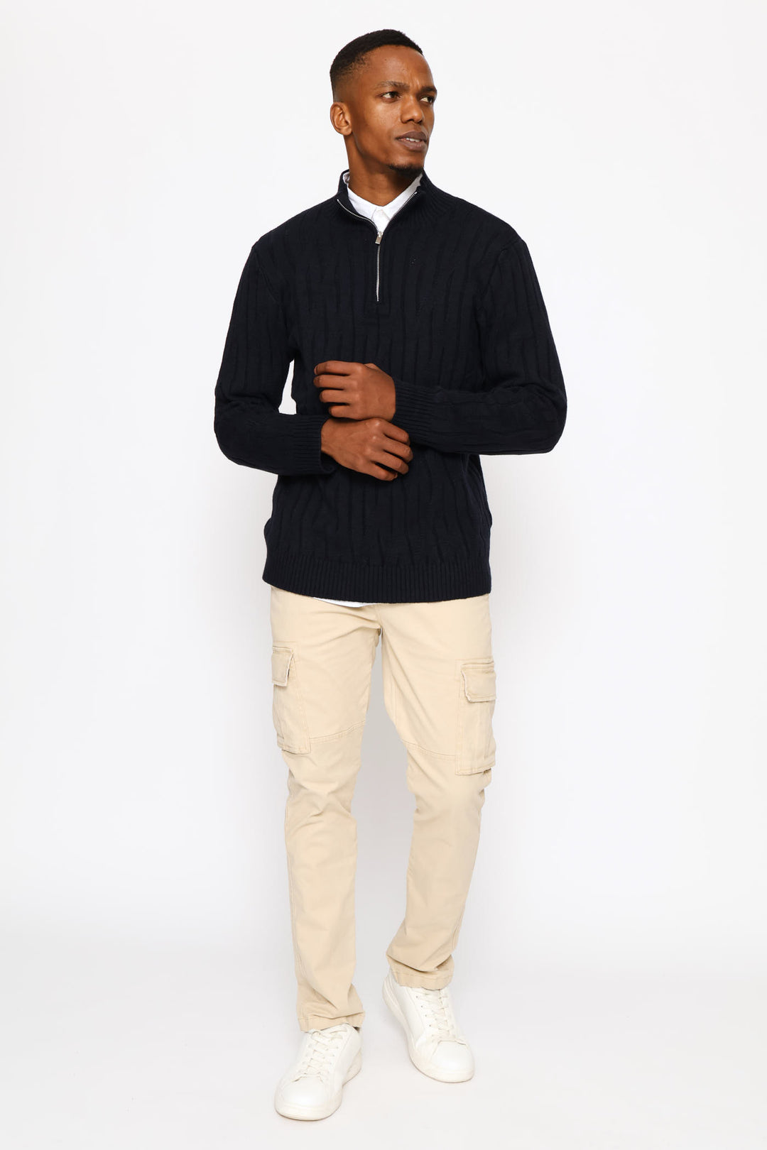 Stitch 1/4 Zip Knitwear - Navy