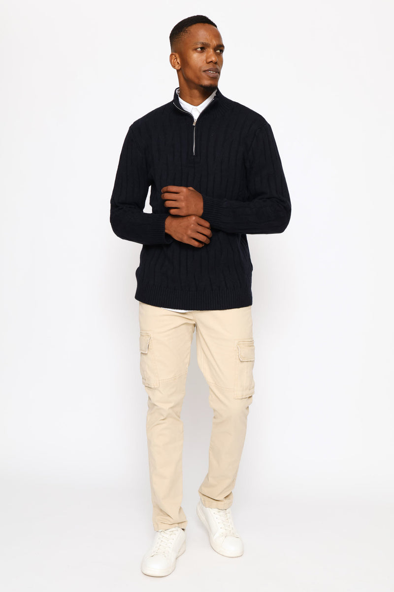 Stitch 1/4 Zip Knitwear - Navy
