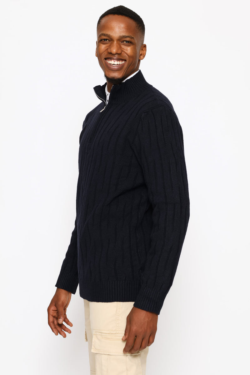 Stitch 1/4 Zip Knitwear - Navy