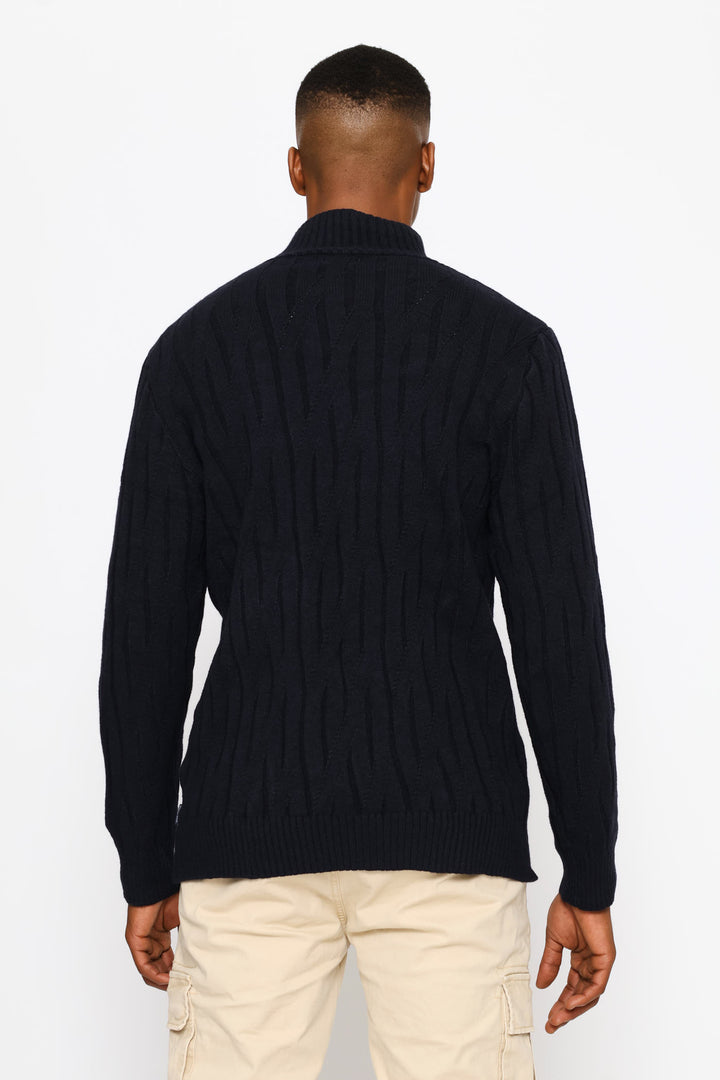 Stitch 1/4 Zip Knitwear - Navy