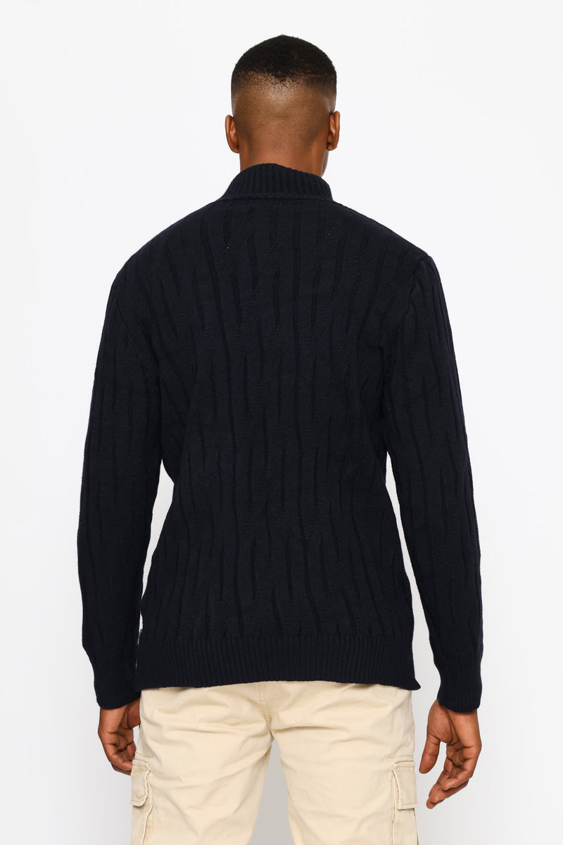 Stitch 1/4 Zip Knitwear - Navy