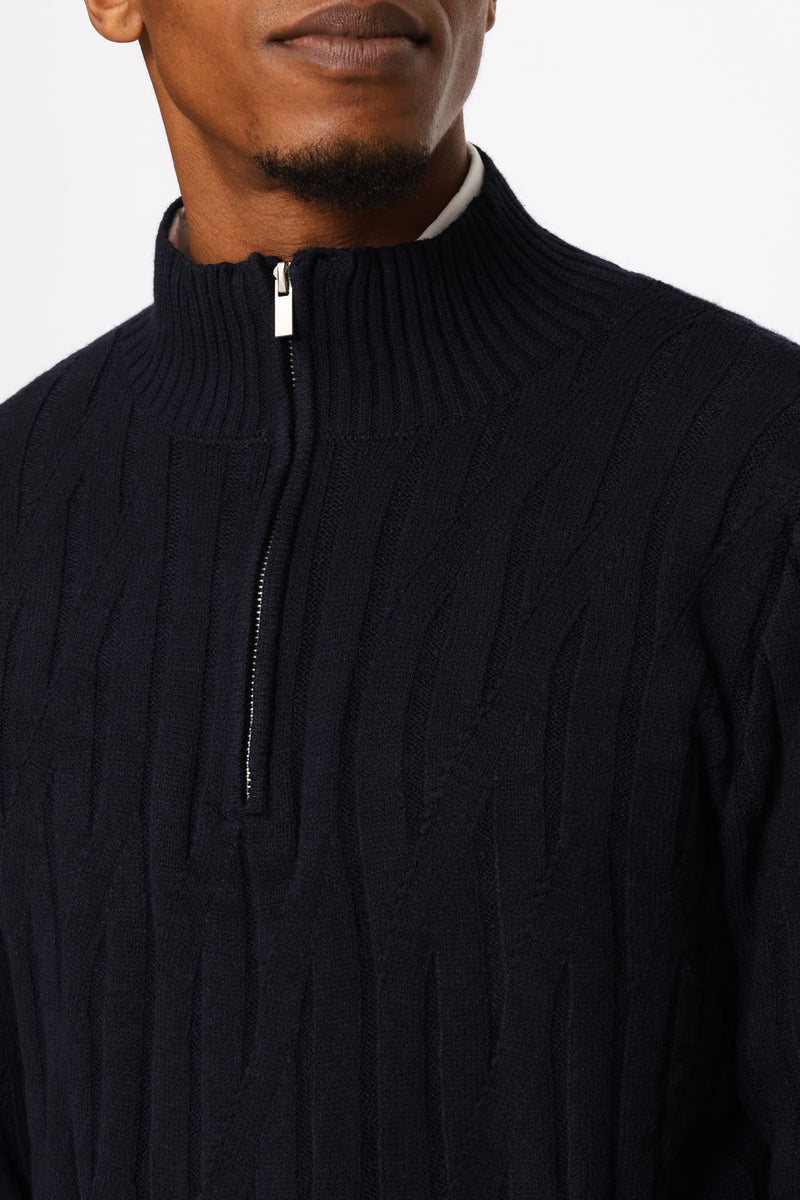 Stitch 1/4 Zip Knitwear - Navy