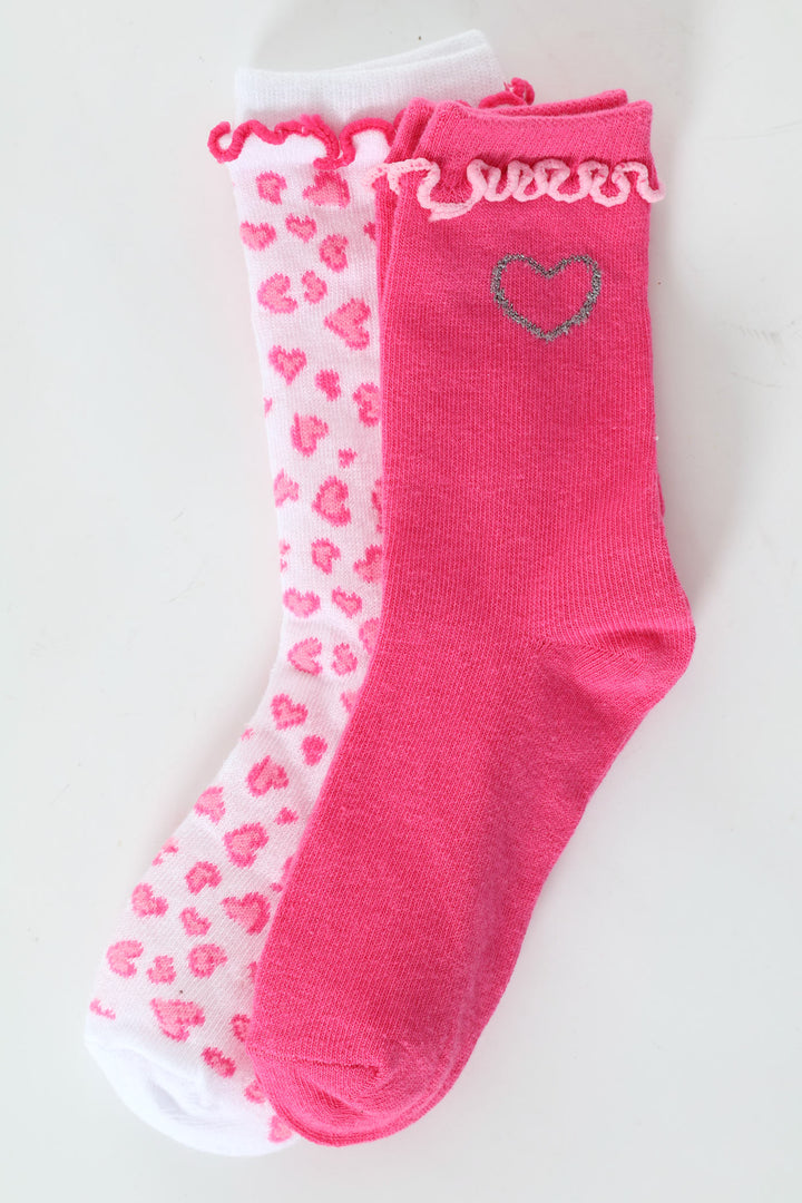 Pre-Girls 2 Pack Animal Print Fashion Anklet Socks - Pink