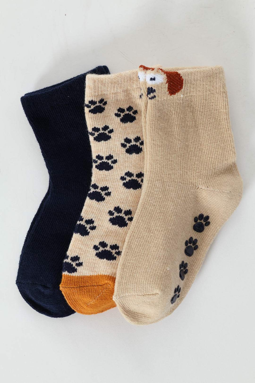Baby Boys 3 Pack Puppy Cotton Socks - Tan