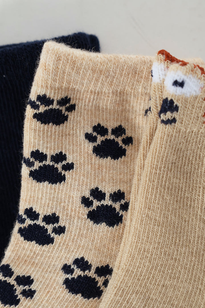 Baby Boys 3 Pack Puppy Cotton Socks - Tan