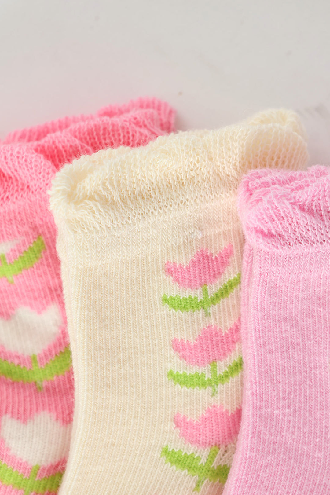 Baby Girls 3 Pack Tulip Cotton Socks - Cream/Pink