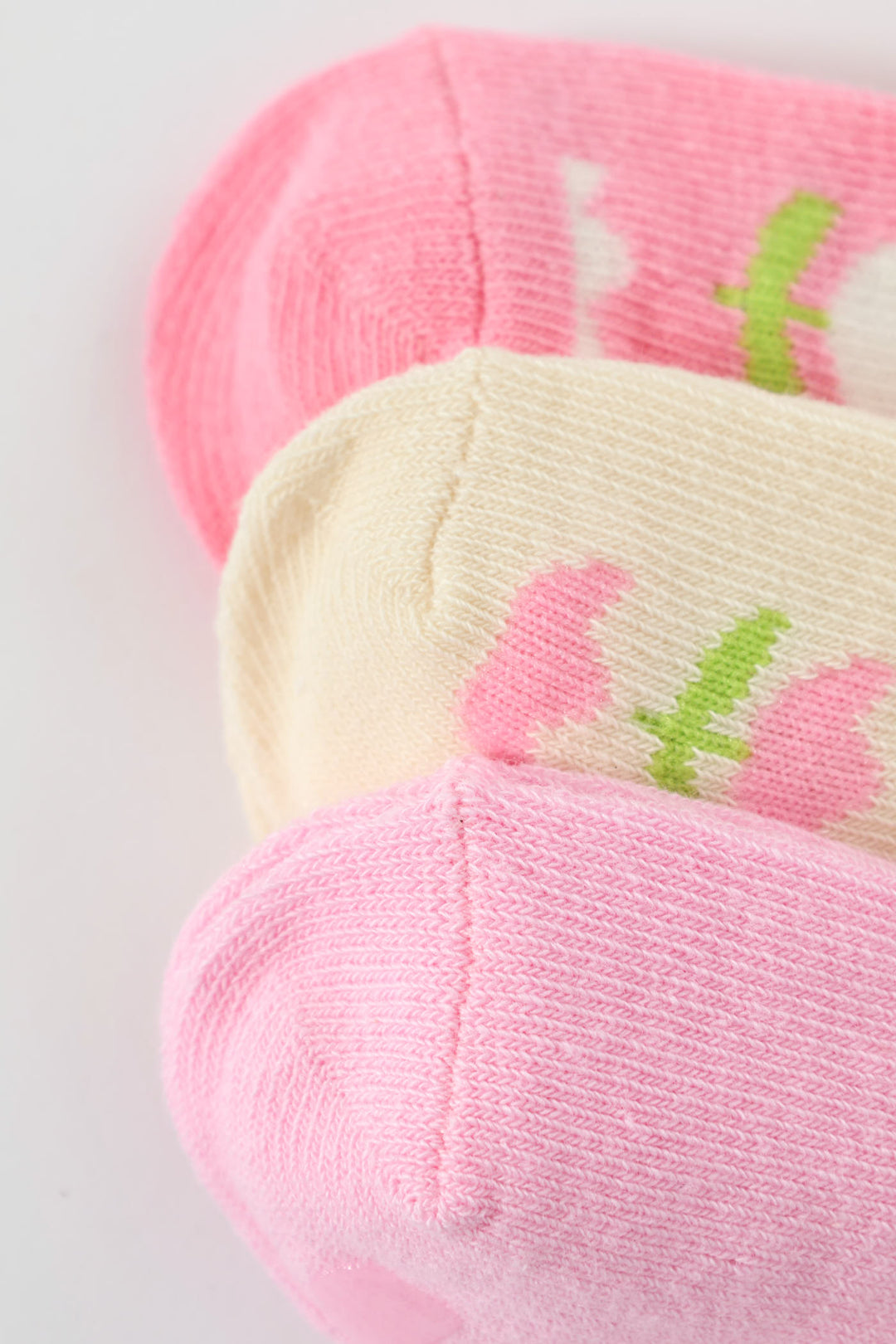 Baby Girls 3 Pack Tulip Cotton Socks - Cream/Pink