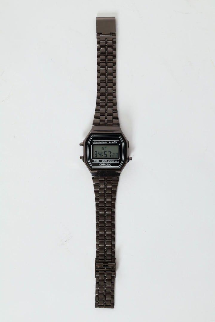 Metal Digital Watch - Charcoal