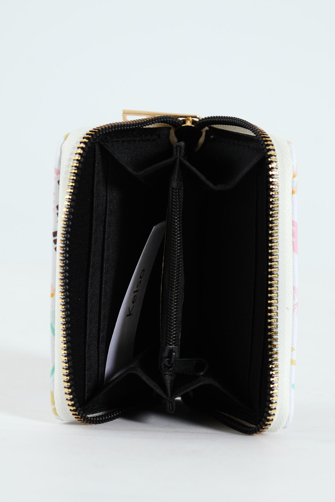 Floral Print Zip Around Purse - White